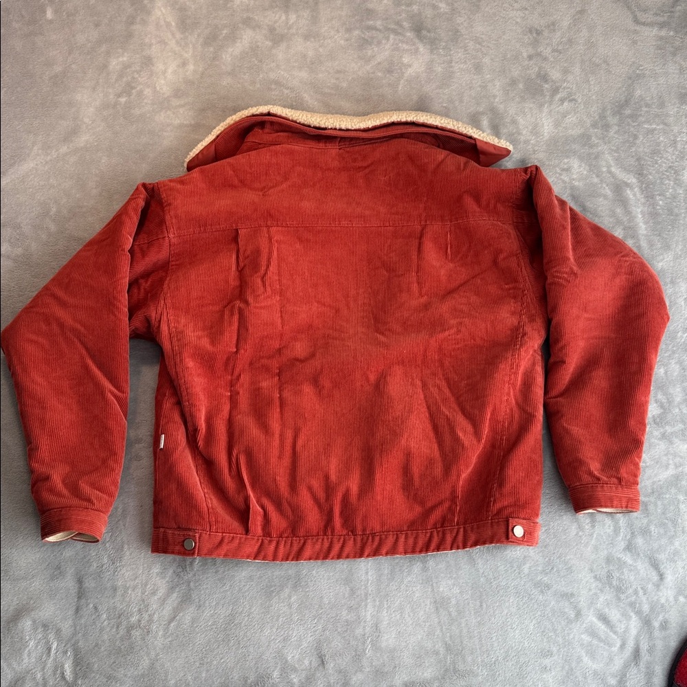Olive Clothing Corduroy Sherpa Lined Jacket Coat Orange Size S/M - Picture 7 of 15